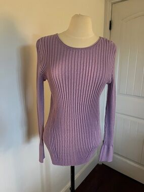 Ost Lavender Ribbed Crew Neck Sweater